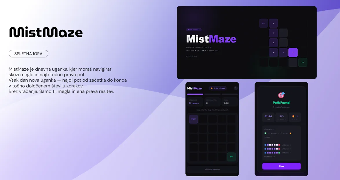 Spletna stran MistMaze (mistmaze.com)